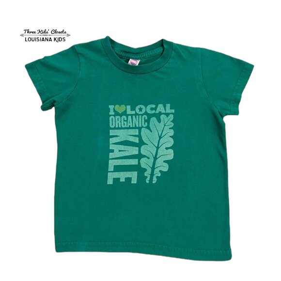 Small Shop Sz 2 I Love Local Organic Kale Tee Shirt - Picture 1 of 4